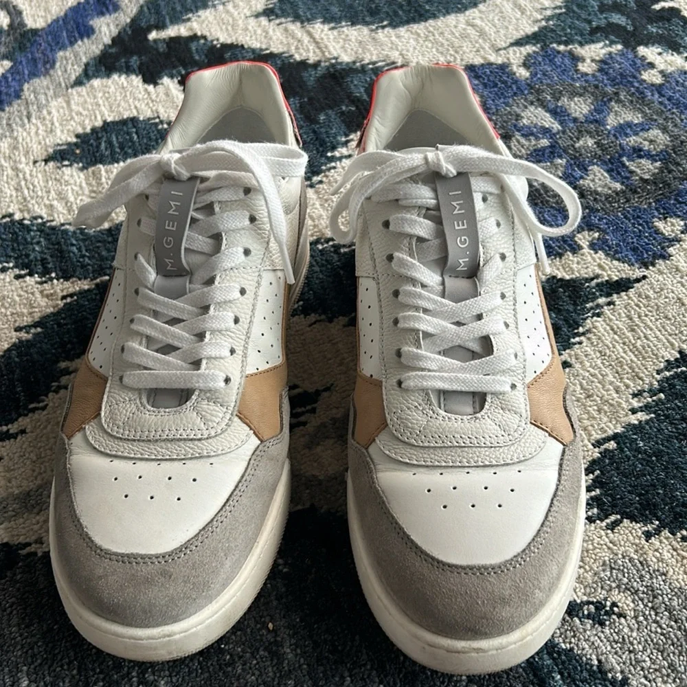 M. Gemi Men's White, Gray, Neon Orange Sneakers - Picture 2 of 7